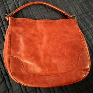 FRYE AND CO. Cognac Leather Shoulder Hobo Bag